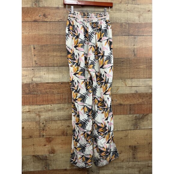 Women's High Rise Tropical Vacay Pants XL Multicolor Lightweight Elastic Waist W - Picture 5 of 10